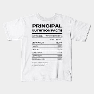 School Principal Nutrition Facts Kids T-Shirt